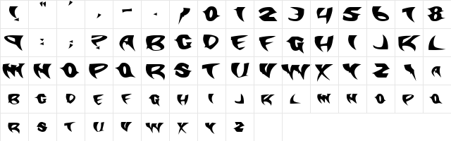 SlasherExtended Bold  glyph index
