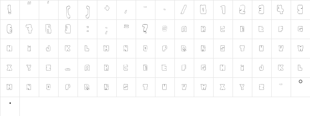 dudufont Regular  glyph index