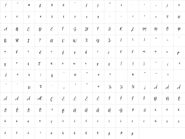 Amellis Path Regular  glyph index