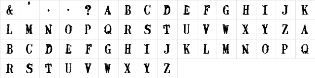 2Peas DW Stamped Regular  glyph index