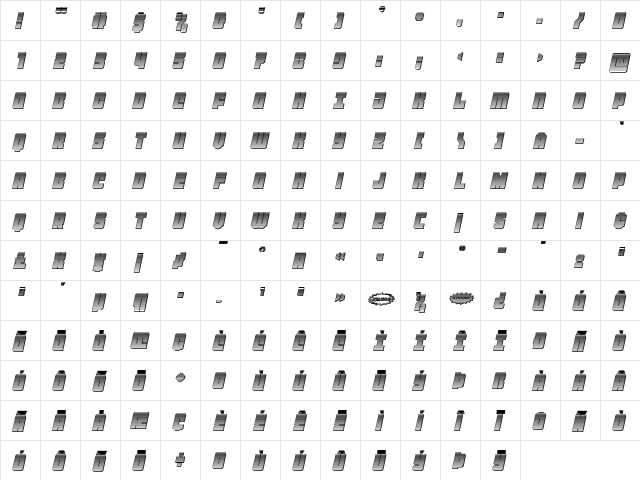 Homebase Chrome Italic Regular  glyph index