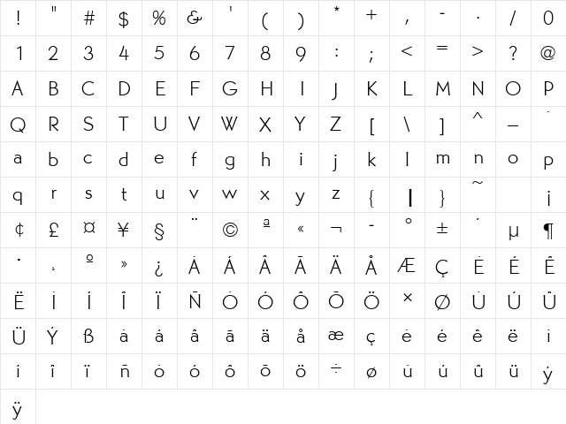 MartinGotURWTLig Regular  glyph index