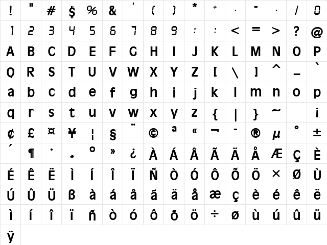 Battle Beast Normal  glyph index