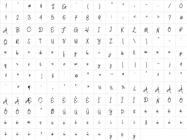 Qournatte Regular  glyph index