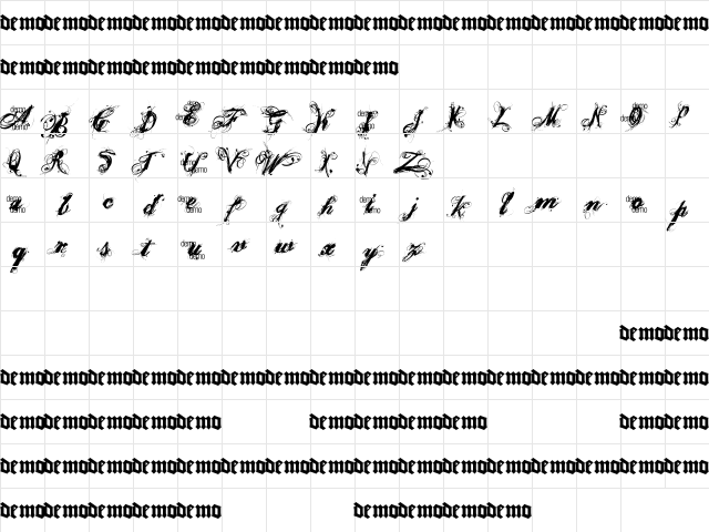 Poesie_Noire_DEMO Regular  glyph index