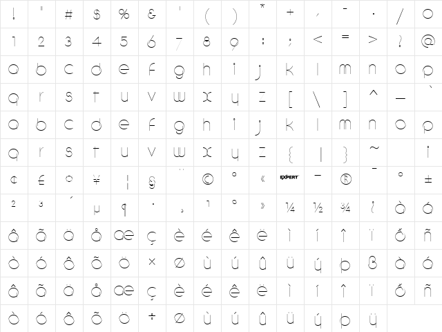 Debevic Circular Regular  glyph index