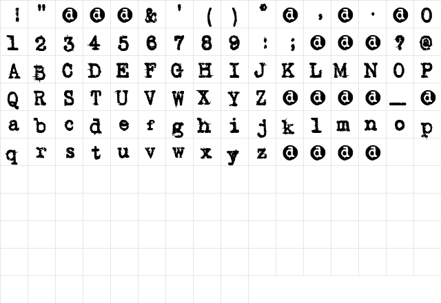 Dictafont Regular  glyph index