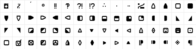 Expo Symbols Regular  glyph index