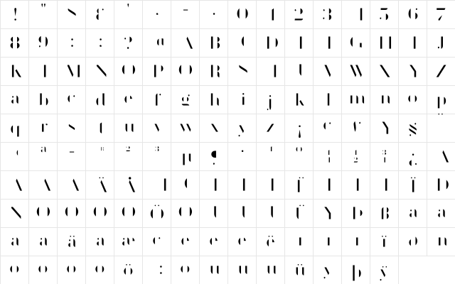 Geotica Three Fill  glyph index
