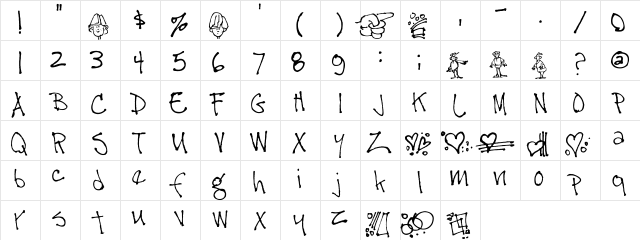 Don'tTalkBack Regular  glyph index