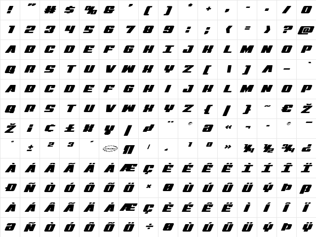 Virgin Hybrid Expanded Expanded  glyph index