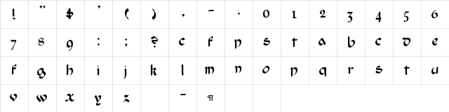 CallifontsF66TrueType Regular  glyph index