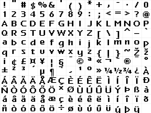 FFF Magazine Bold Regular  glyph index