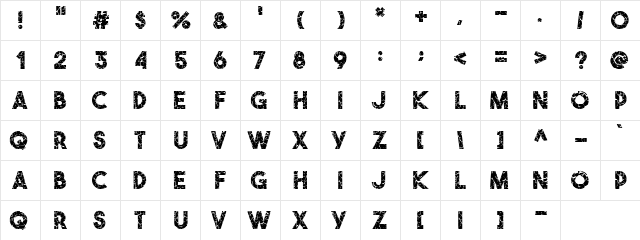 Crack Style Bold  glyph index