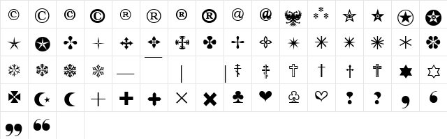 PigraphBTT Regular  glyph index