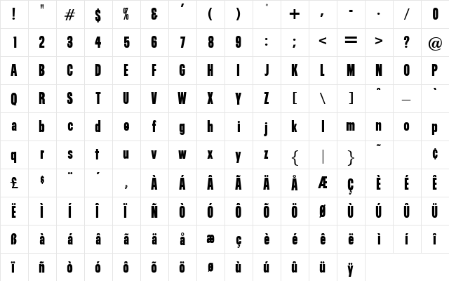 Gautane Regular  glyph index