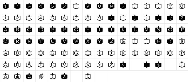 Dreidels Regular  glyph index