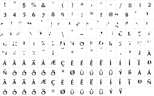 Dinosaur Fontasaurus  glyph index