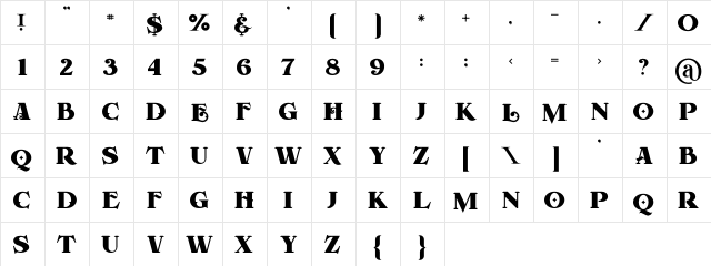 Forest Regular Regular  glyph index