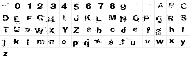 CrunchyFaxPhont Regular  glyph index
