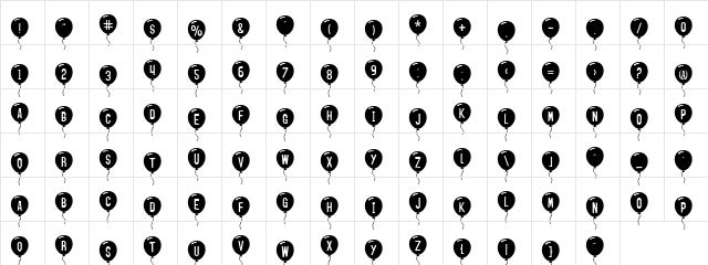 AIN Party Regular  glyph index