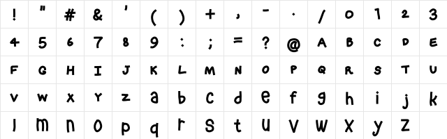 Crashy Medium  glyph index