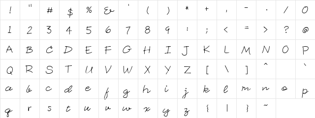 CK Signature Regular  glyph index