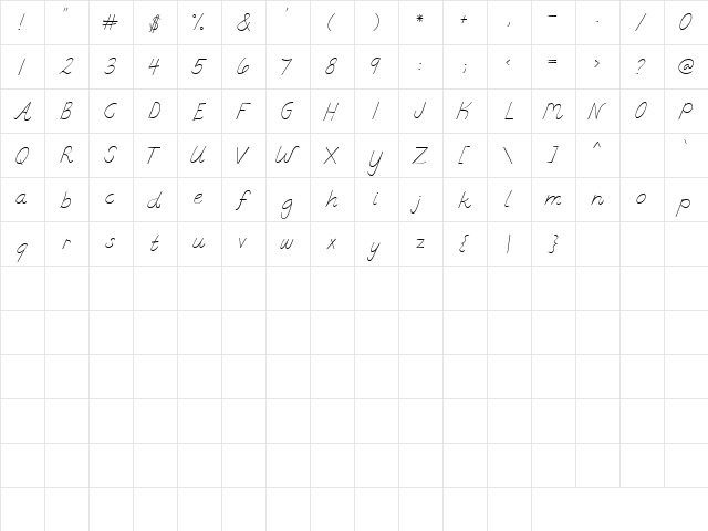 LD Fine Print 8 Regular  glyph index