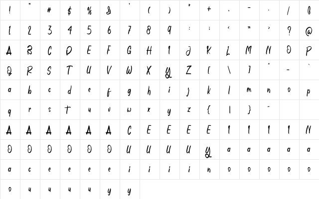 November Is Cheerful Regular  glyph index