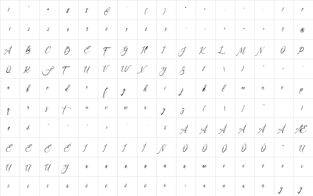 Sonetha Regular  glyph index