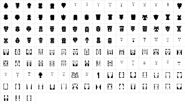 Maskalin Regular  glyph index