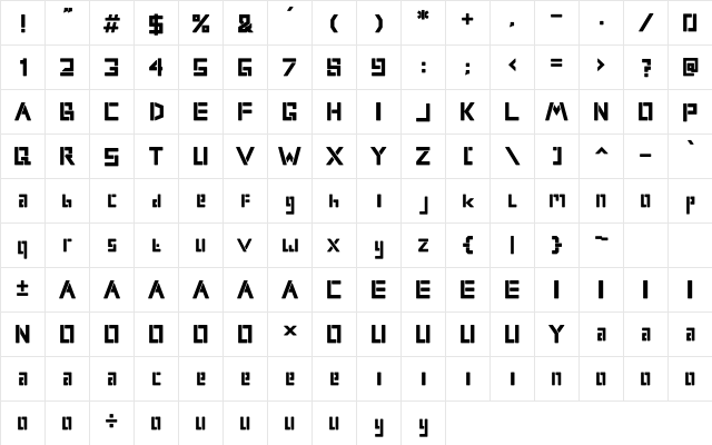New System Regular  glyph index