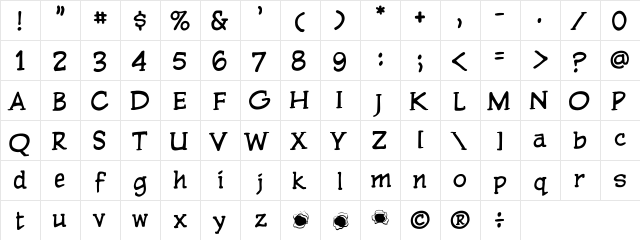 CCPulpFiction Medium  glyph index