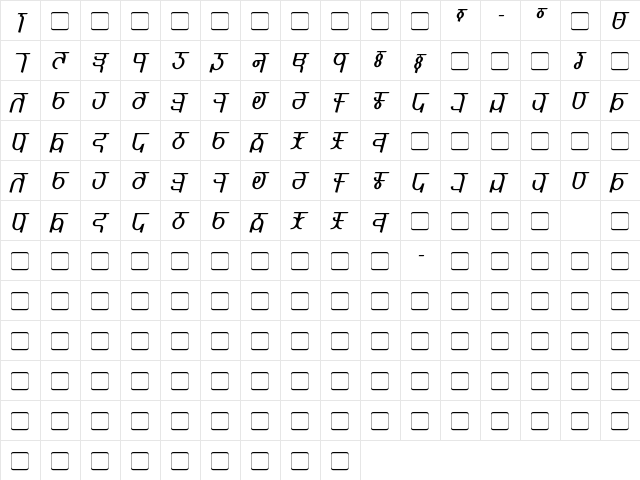 Qijomi Regular  glyph index