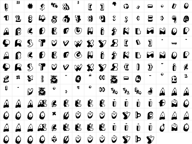 PK Like Guston Regular  glyph index