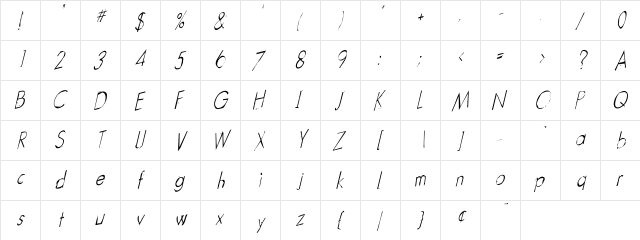 Garbage Regular  glyph index