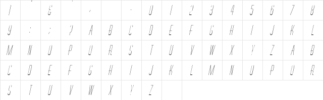 RoselleCapsSSK Italic  glyph index