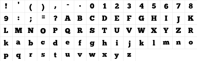 ChunkFive Regular  glyph index