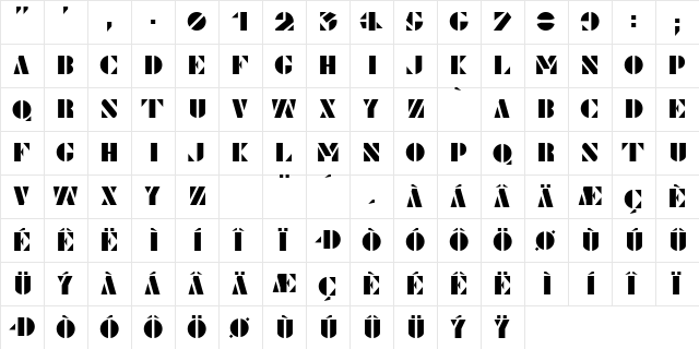 Le Pochoir Regular  glyph index