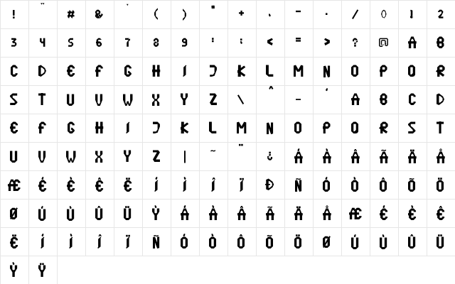 origamen Regular  glyph index