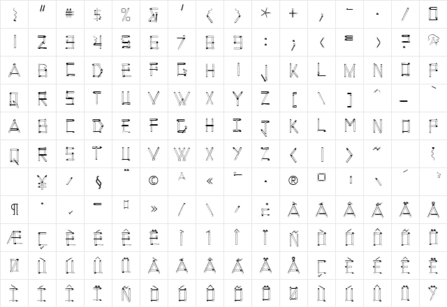 CoughingNails Regular  glyph index