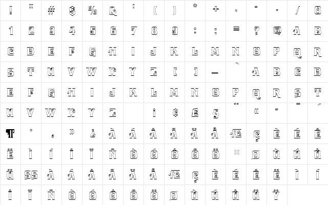 DavidaDOu1 Regular  glyph index