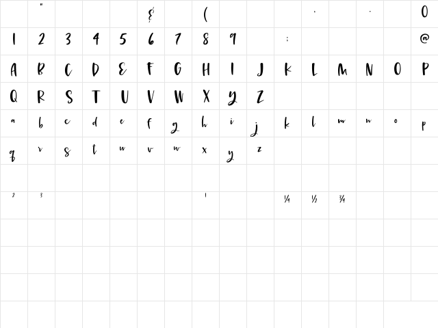 Killer Queen Regular  glyph index