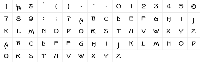 Isadora Bold Bold  glyph index
