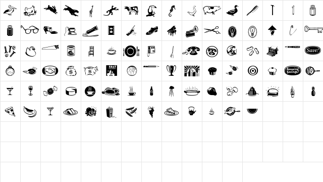 JournalDingbatsTenSSi Regular  glyph index