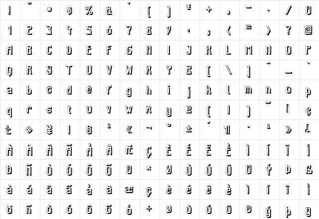 Elb-Tunnel Schatten Regular  glyph index