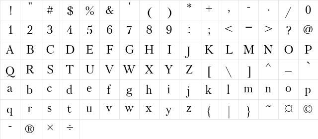 Asmik Regular  glyph index
