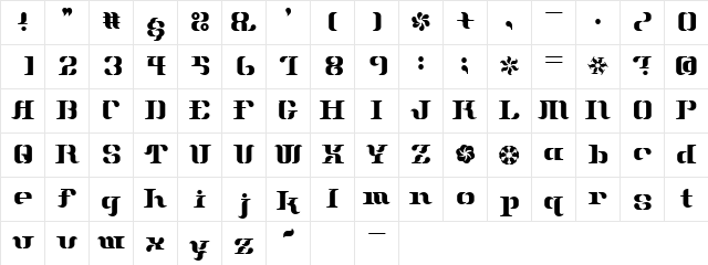 Sakura RegularE  glyph index