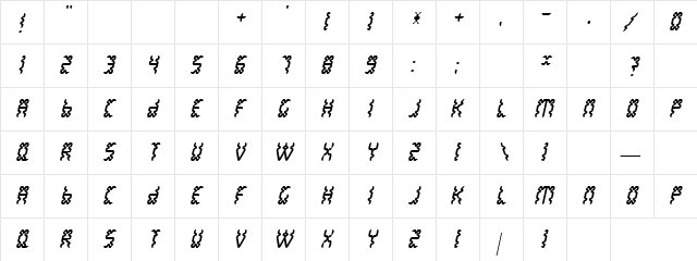WhiteLake Regular  glyph index