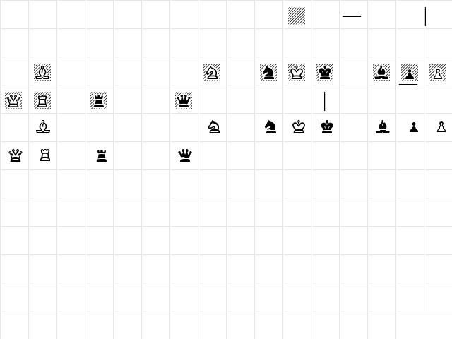 Chess Regular  glyph index